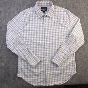 Bonobos Shirt Medium Standard Fit Short Blue Green Check Long Sleeve Nylon